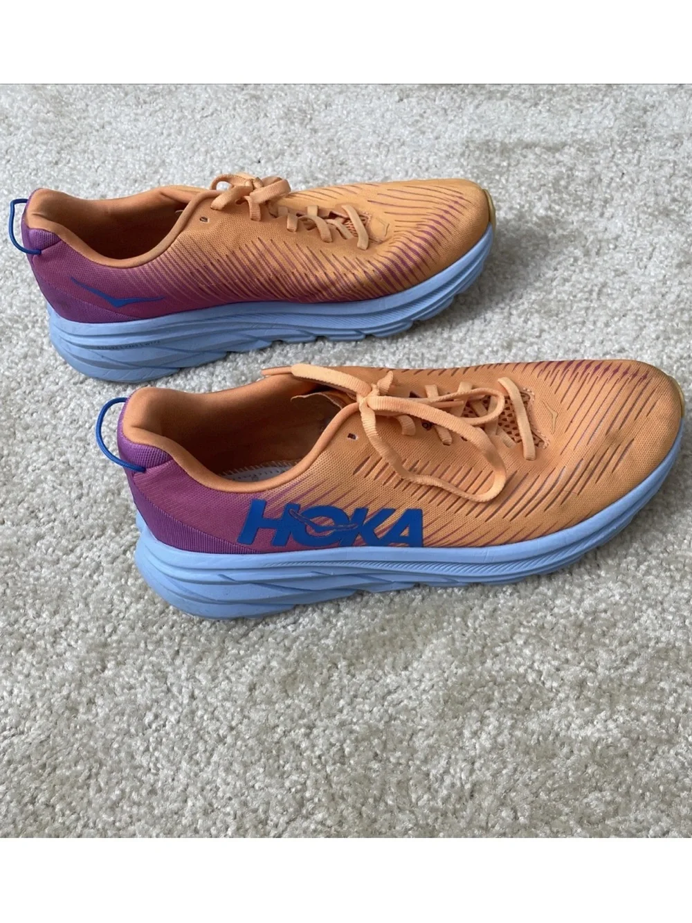 Hoka One One Rincon 3 Women’s 9.5 Orange Running Sneakers Gym Shoes - NO INSOLES